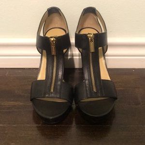 Michael Kors Berkley Leather Zip-Up Heel Sandals